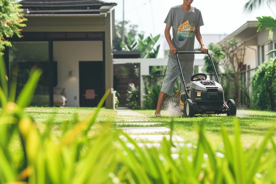 battery operated push lawn mowers